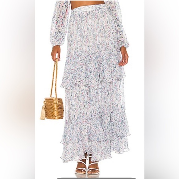 Rococo Sand 2-piece bandeau top with maxi tiered skirt, fits Small, Boho Hippie - Picture 4 of 15